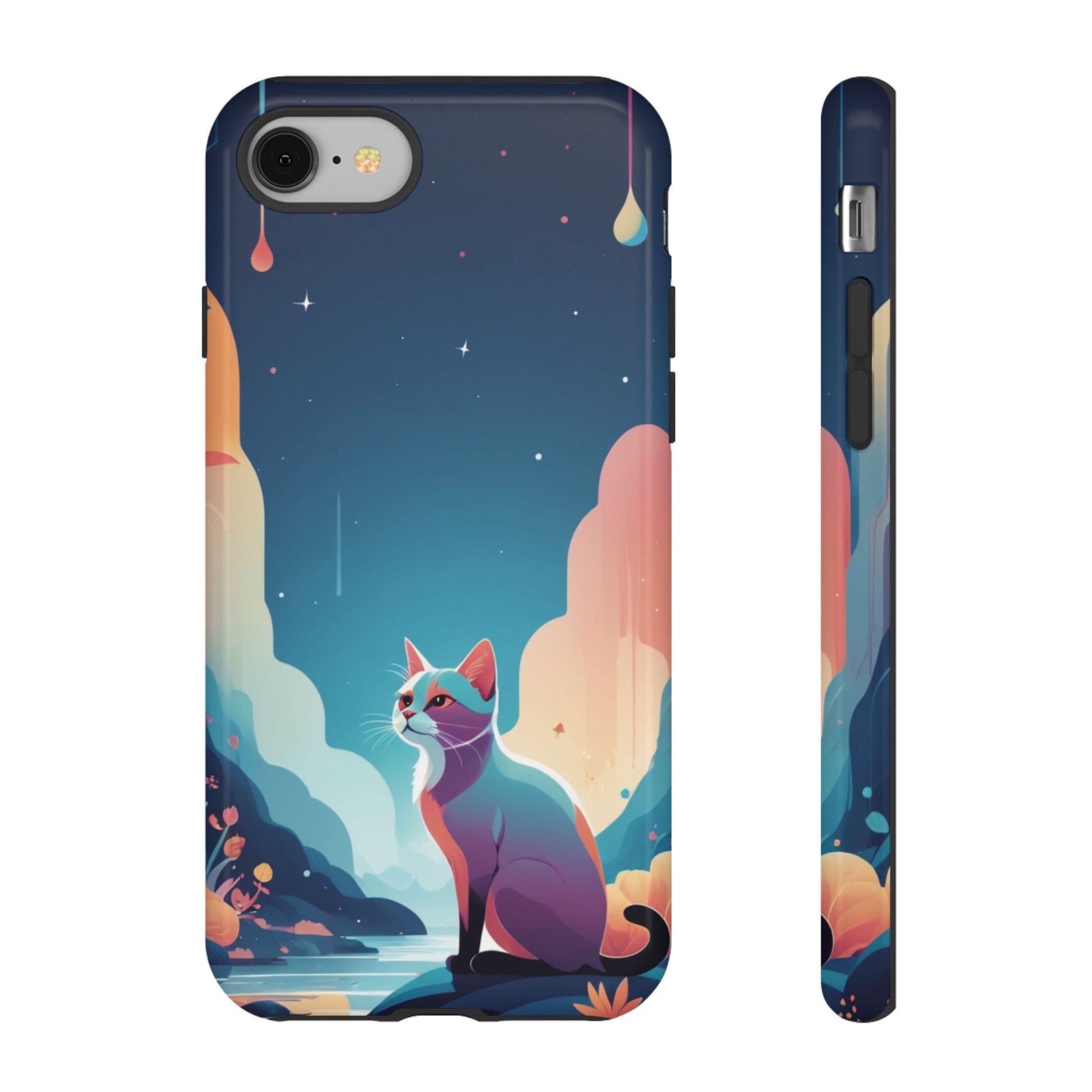 Stylised Cat Design Phone Case - Multicolor Phone Case - iPhone 8 / Glossy