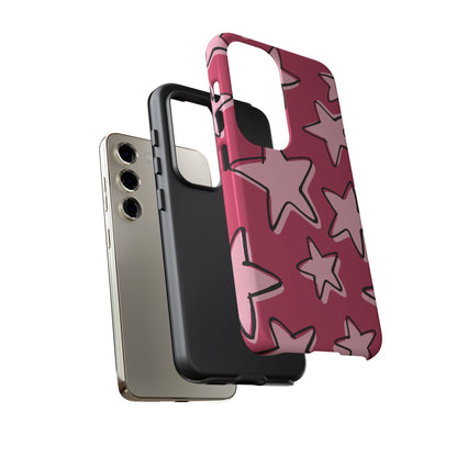 Raspberry Pink Doodle Star Phone Case