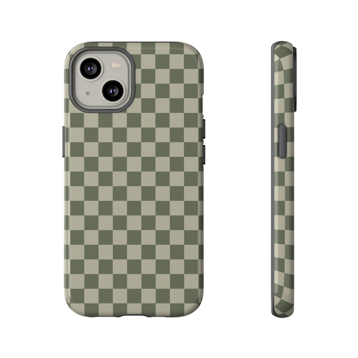 Bold Olive Green Checked Pattern Phone Case - Green Phone Case - iPhone 14 / Glossy
