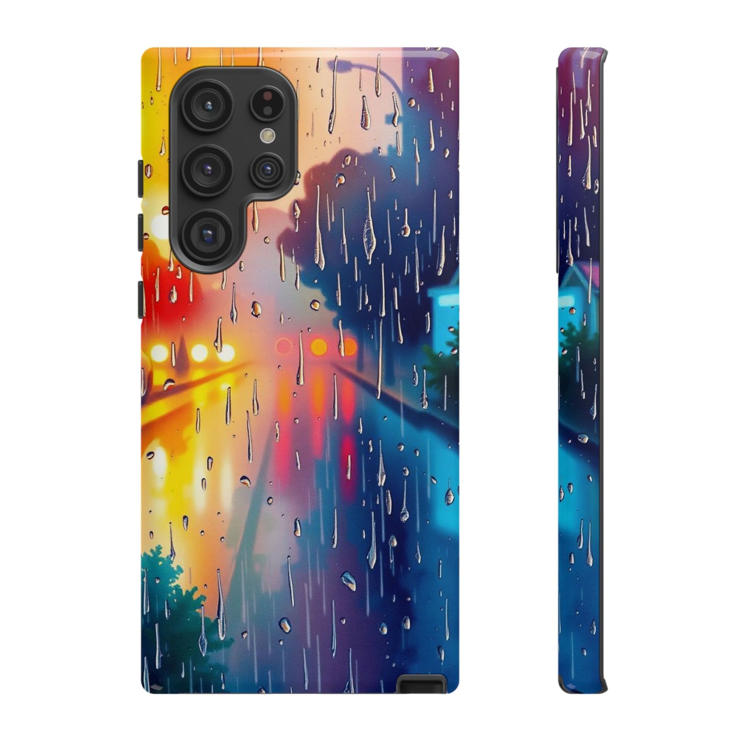 Samsung Galaxy S22 Ultra / Glossy Phone Case - Electric Rain Watercolour Design Phone Case