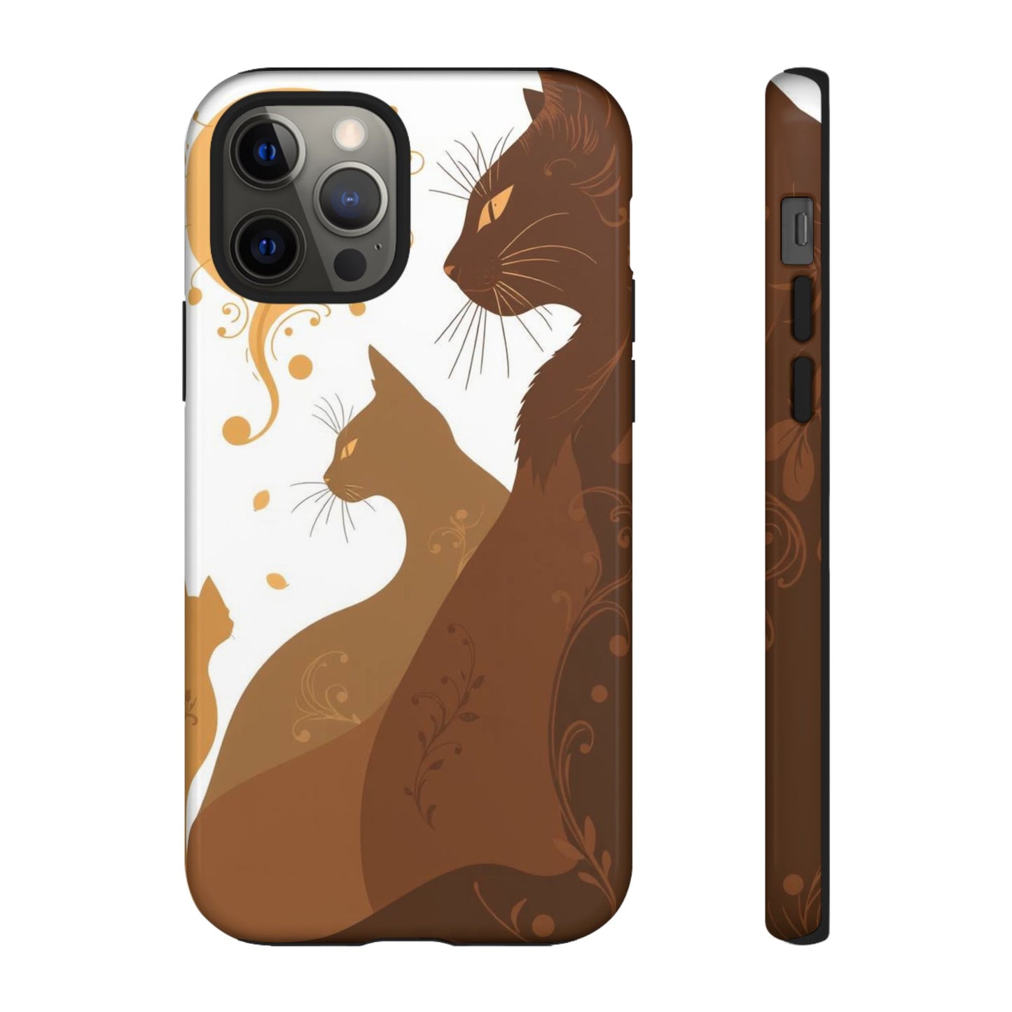 iPhone 12 Pro / Glossy Phone Case - Abstract Cat Pattern Design Phone Case