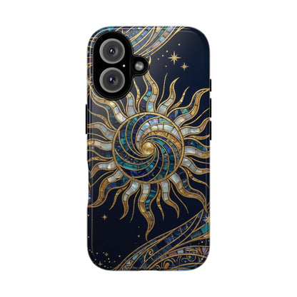 Elegant Navy & Gold Solar Spiral Phone Case