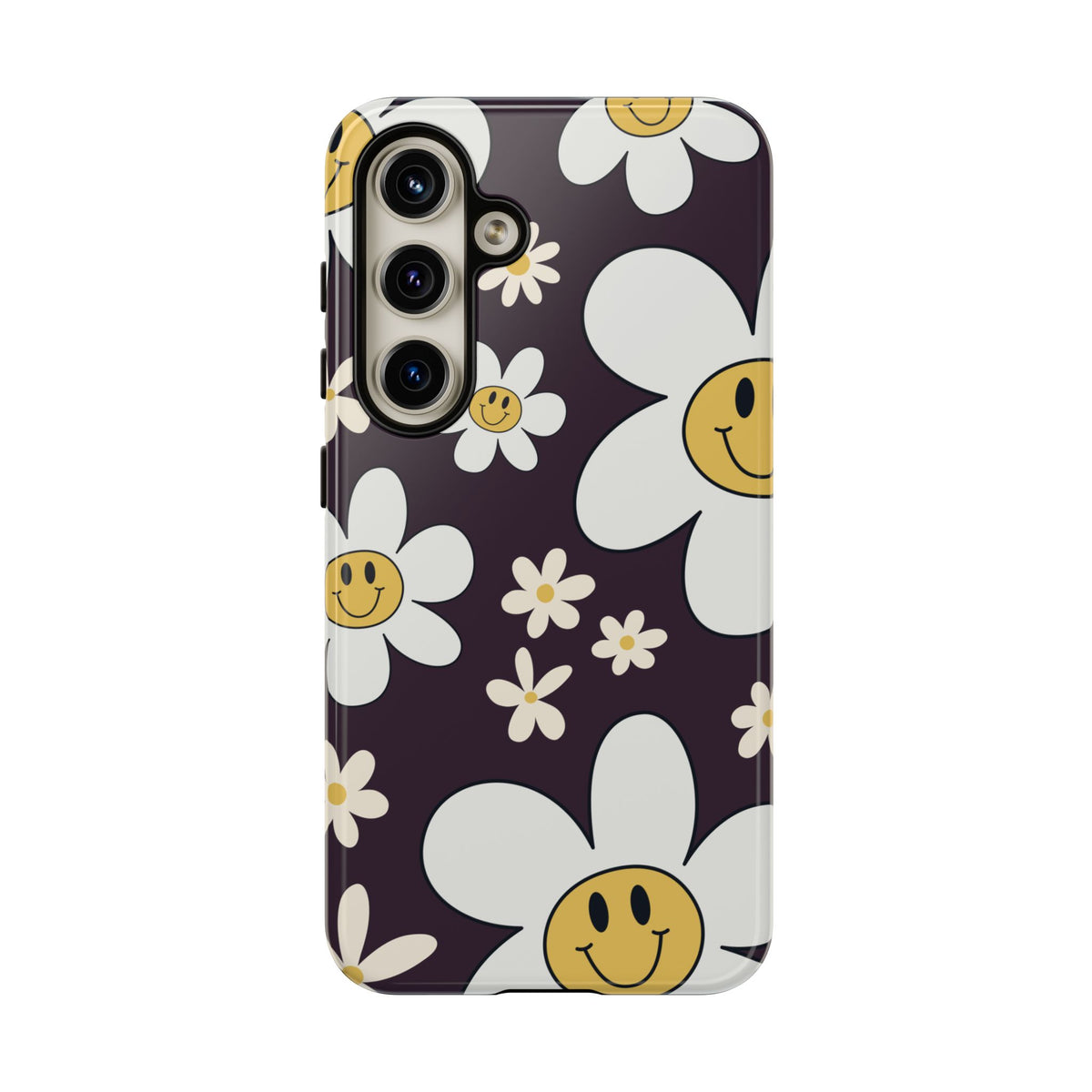 Fun Retro Daisy Pattern with Purple Background Phone Case - Purple Phone Case - Samsung Galaxy S24 / Glossy