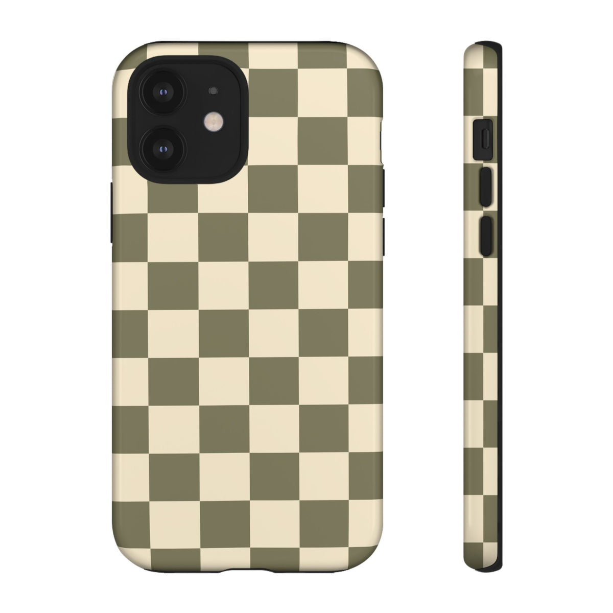 Green Checked Pattern Phone Case - Green Phone Case - iPhone 12 / Glossy