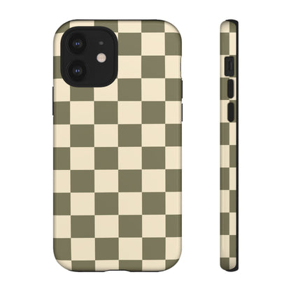 Green Checked Pattern Phone Case - Green Phone Case - iPhone 12 / Glossy