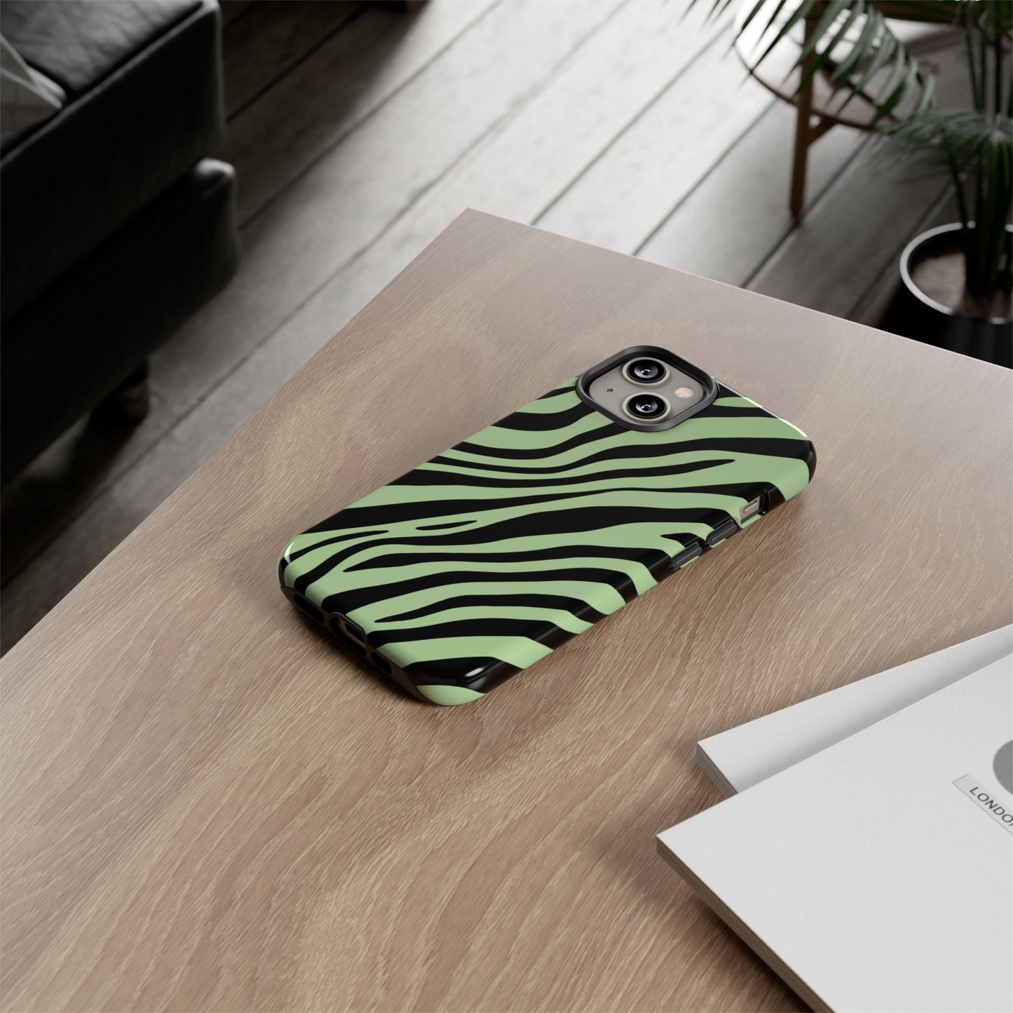 Modern Mint Zebra Print Phone Case