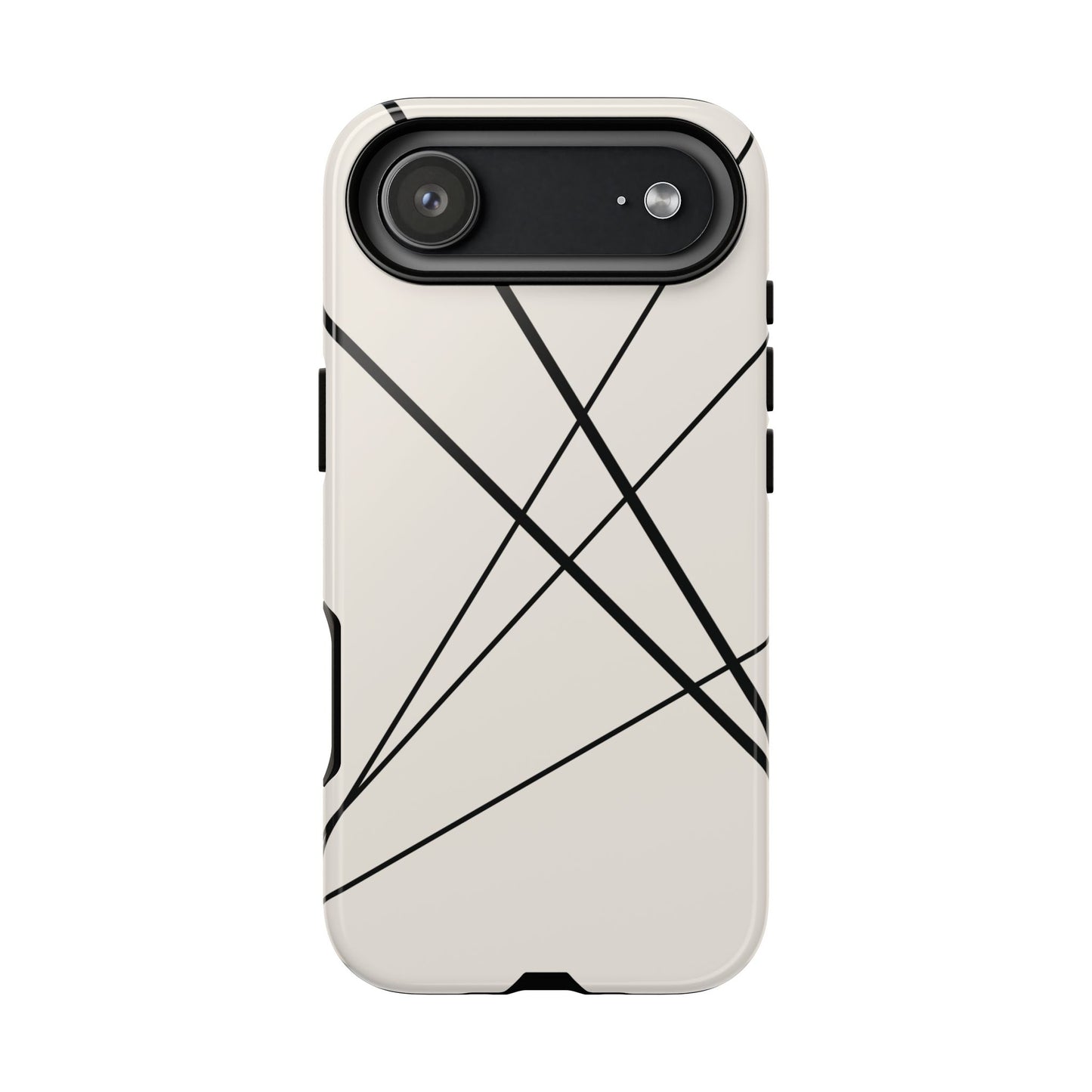 iPhone 17 Air / Glossy Phone Case - Abstract White with Black Lines Phone Case