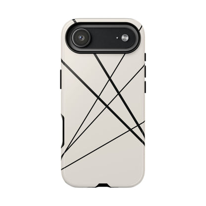 iPhone 17 Air / Glossy Phone Case - Abstract White with Black Lines Phone Case