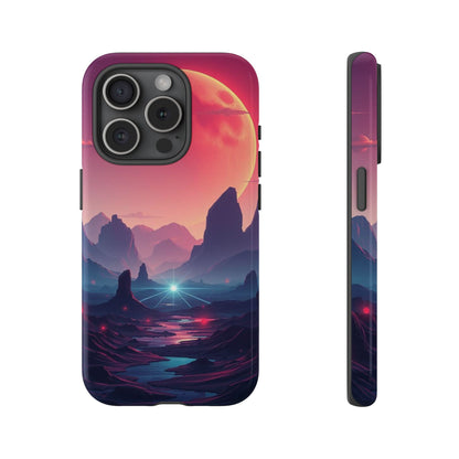iPhone 15 Pro / Glossy Phone Case - Alien Moon Landscape Design Phone Case