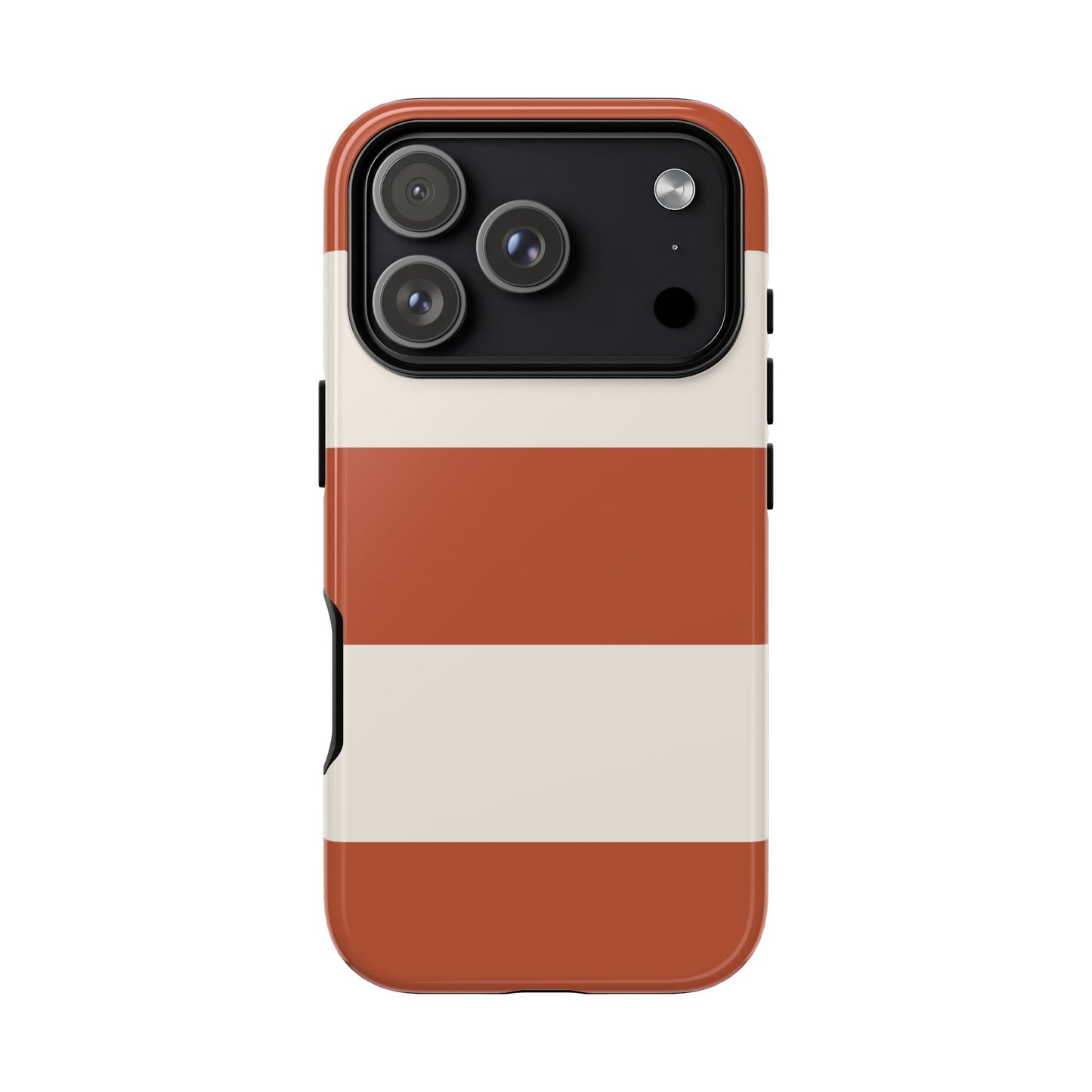 iPhone 17 Pro / Glossy Phone Case - Terracotta Horizontal Stripe Pattern Phone Case