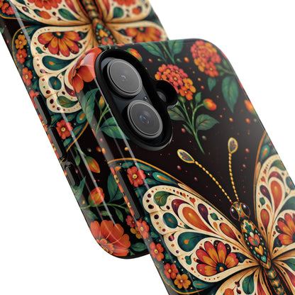 Vibrant Terracotta and Teal Calavera Butterfly Phone Case - Multicolor Phone Case