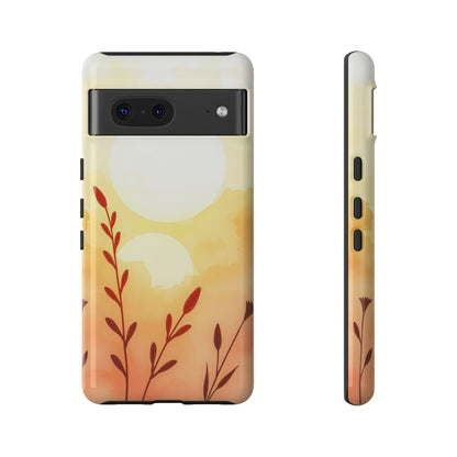 Google Pixel 7 / Glossy Phone Case - Watercolour Wildflower & Sun Design Phone Case