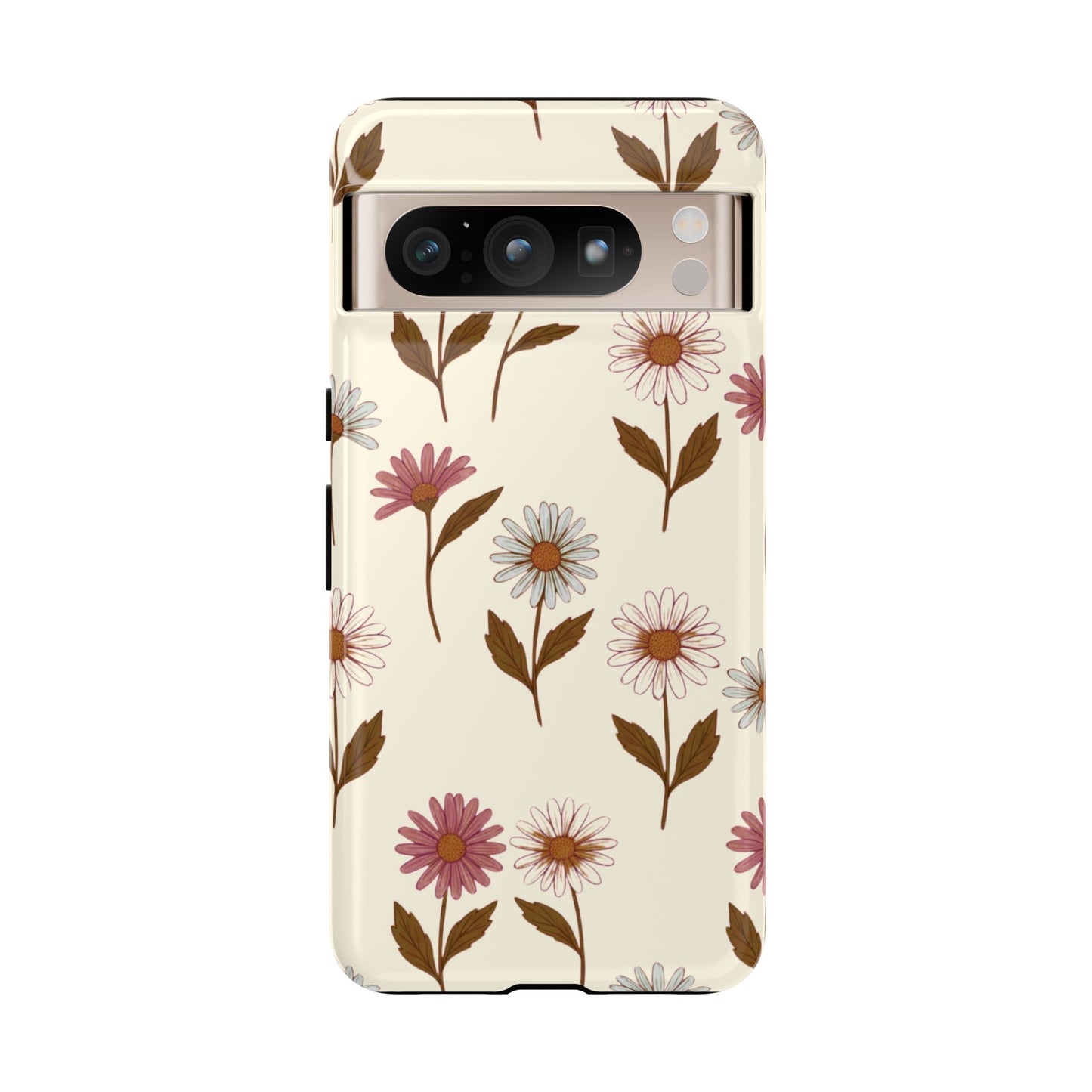 Pretty Cream & Rose Daisy Pattern Phone Case