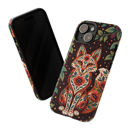 Vibrant Terracotta and Teal Calavera Fox Phone Case - Multicolor Phone Case