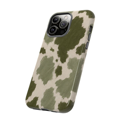 Stylish Olive Green Cow Print Phone Case