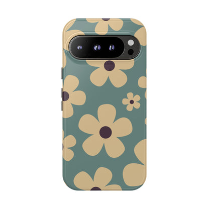 Cute Blue & Cream Daisy Pattern Phone Case - Blue Phone Case - Google Pixel 9 Pro / Glossy