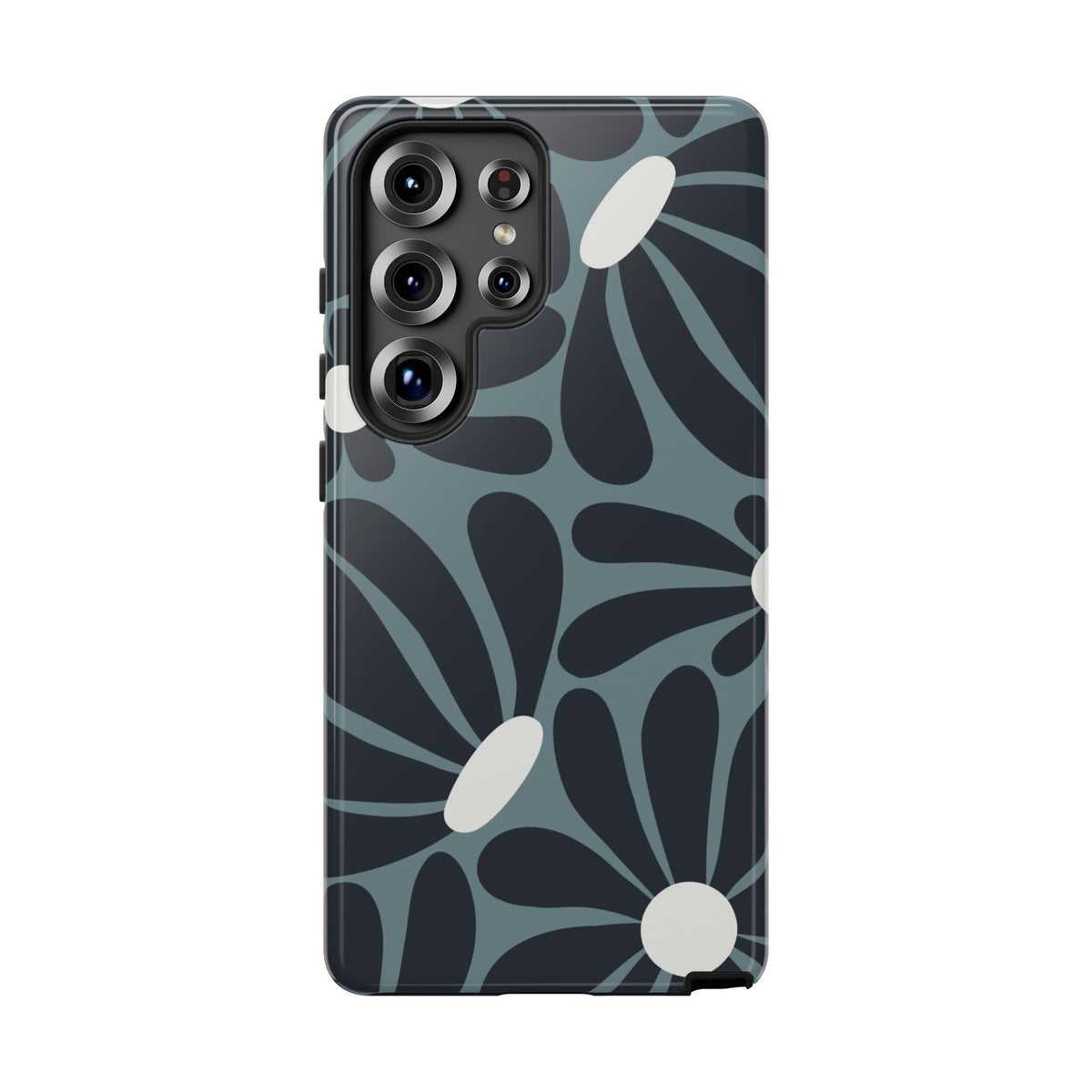 Retro Navy Blue & White Daisy Pattern Phone Case - Blue Phone Case - Samsung Galaxy S25 Ultra / Glossy
