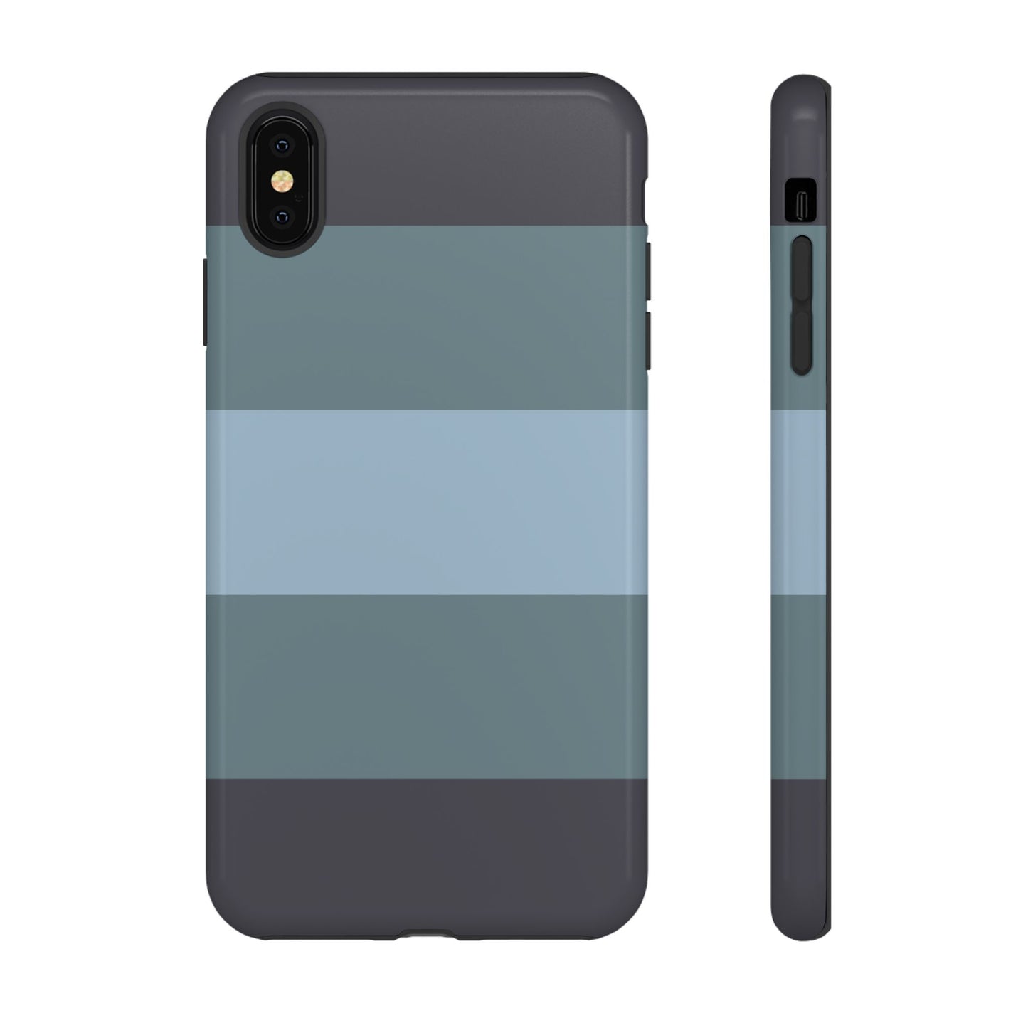 iPhone XS MAX / Glossy Phone Case - Shades of Blue Horizontal Stripe Pattern Phone Case