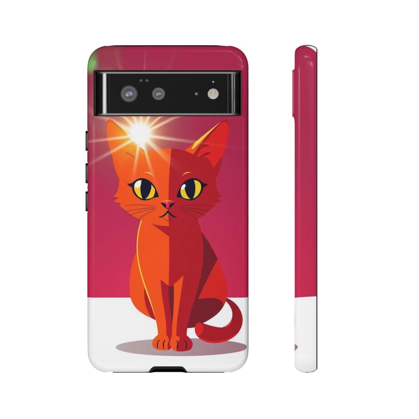 Google Pixel 6 / Glossy Phone Case - Flashing Cat Design Phone Case