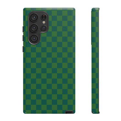 Bold Green Small Checked Pattern Phone Case - Green Phone Case - Samsung Galaxy S22 Ultra / Glossy