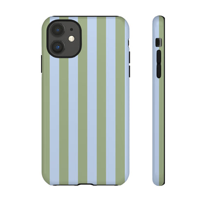 Trendy Ice Blue & Green Stripe Pattern Phone Case - Blue Phone Case - iPhone 11 / Glossy