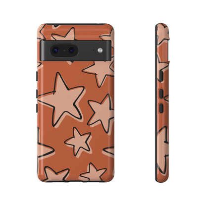 Burnt Orange Doodle Star Phone Case