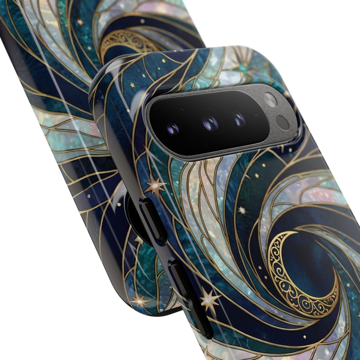 Elegant Navy & Teal Celestial Swirl Phone Case