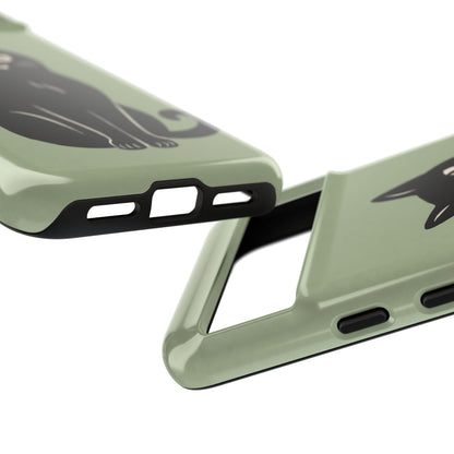 Minimalist Sage Green & Black Cat Phone Case