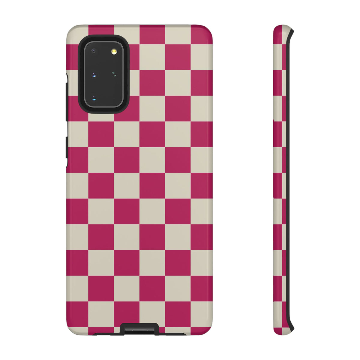 Pink & White Checked Pattern Phone Case - Pink Phone Case - Samsung Galaxy S20+ / Glossy