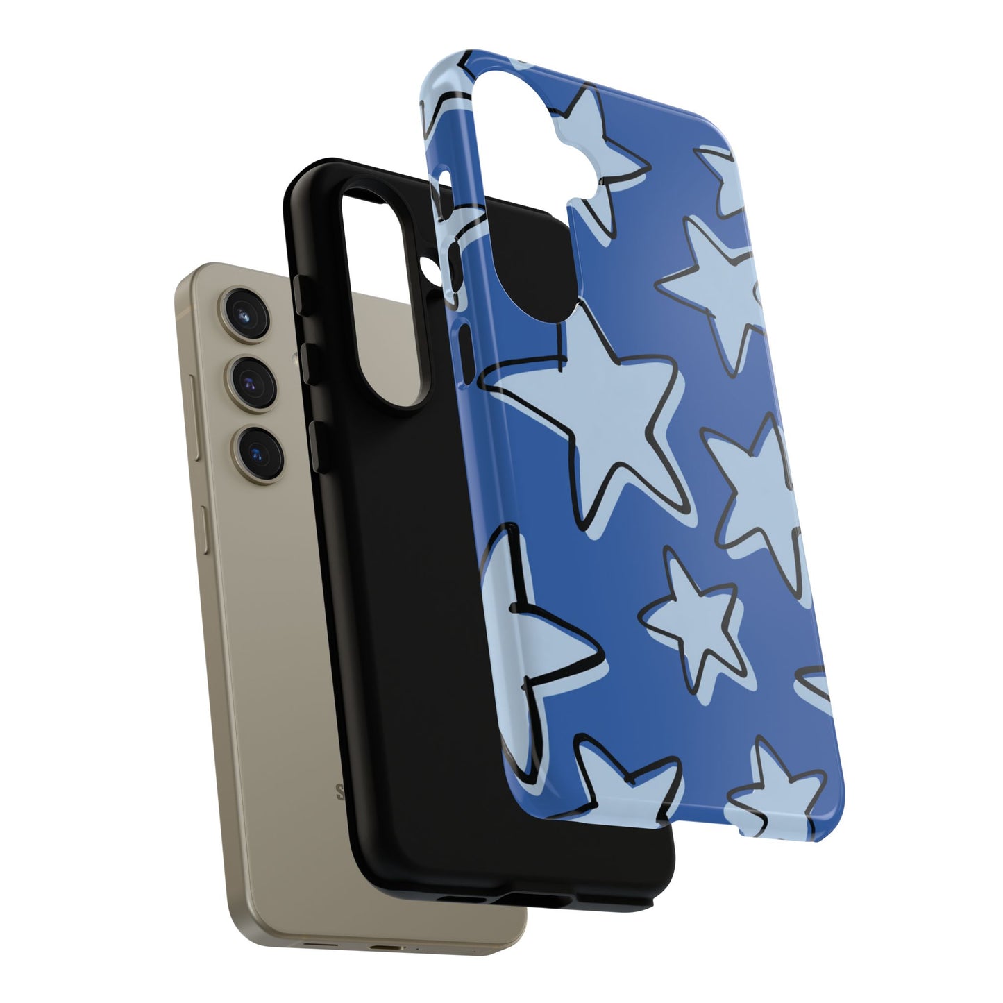 Cobalt Blue Doodle Star Phone Case