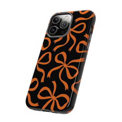 Bold Black and Burnt Orange Bow Pattern Phone Case
