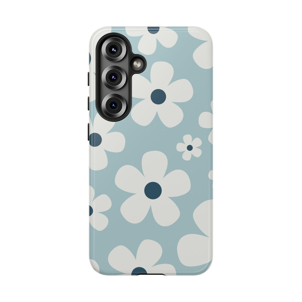 Cute Light Blue Daisy Pattern Phone Case - Blue Phone Case - Samsung Galaxy S25 / Glossy