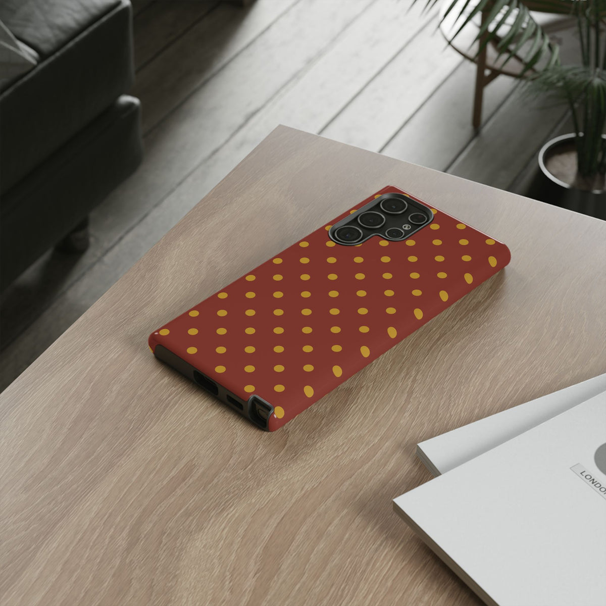 Trendy Brown & Mustard Dot Pattern Phone Case - Brown Phone Case