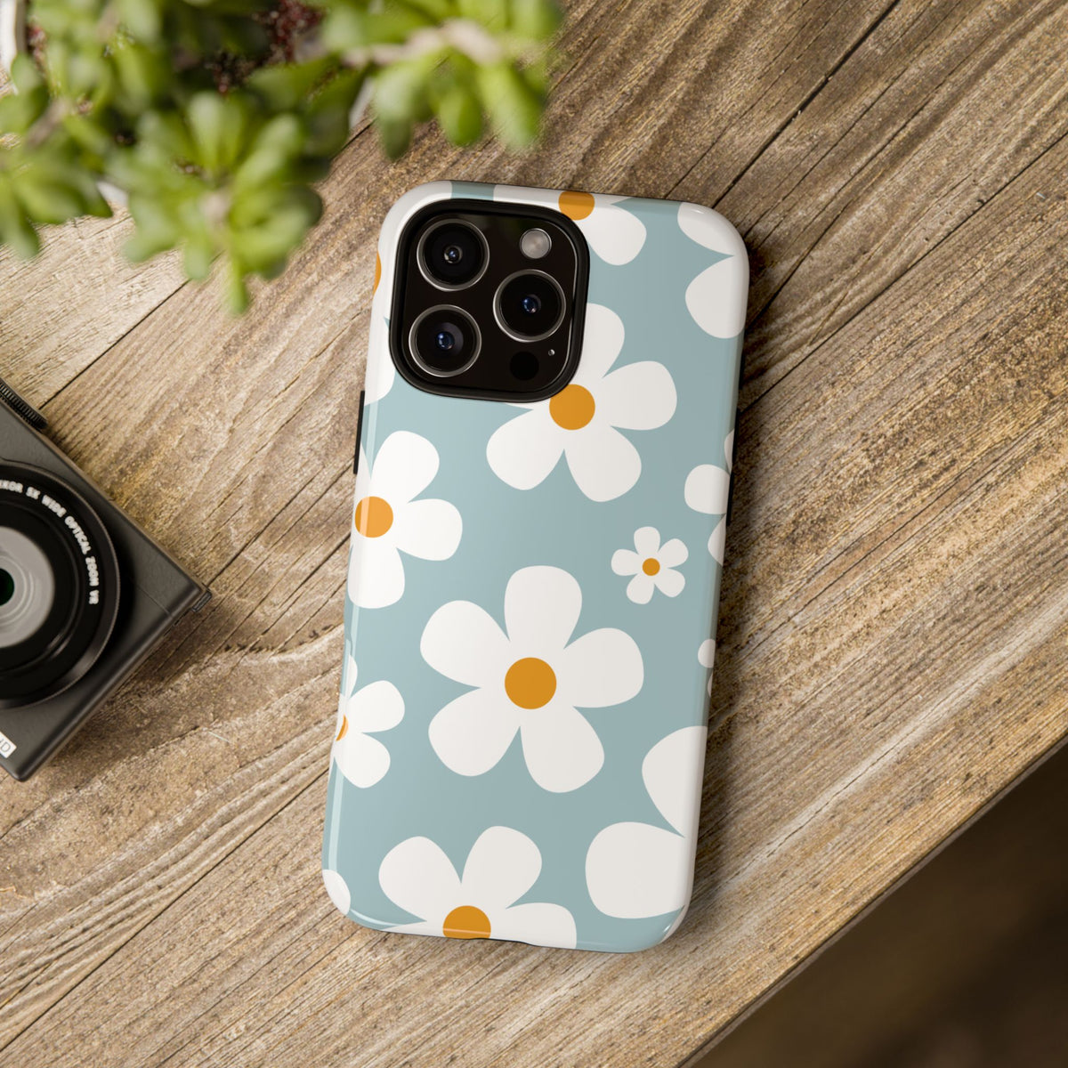 Cute Blue Daisy Pattern Phone Case - Blue Phone Case