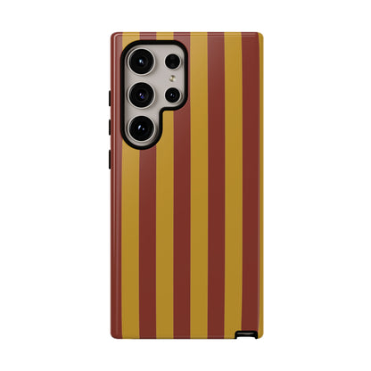 Trendy Mustard & Burgandy Stripe Pattern Phone Case - Brown Phone Case - Samsung Galaxy S24 Ultra / Glossy
