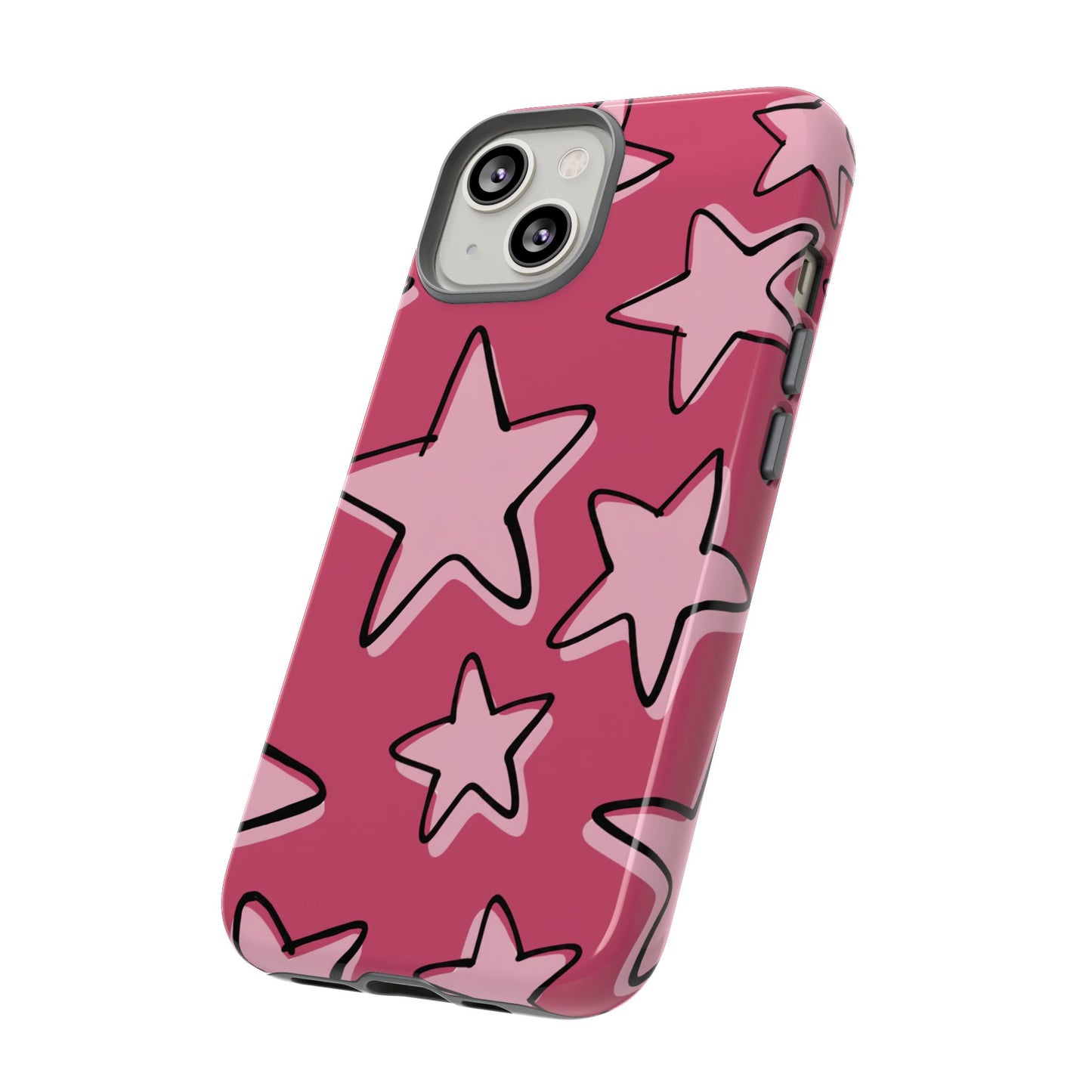 Raspberry Pink Doodle Star Phone Case