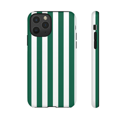 iPhone 11 Pro / Glossy Phone Case - Simple Green & White Stripe Pattern Phone Case
