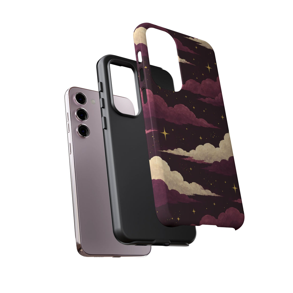 Illustrated Plum Clouds & Stars Phone Case