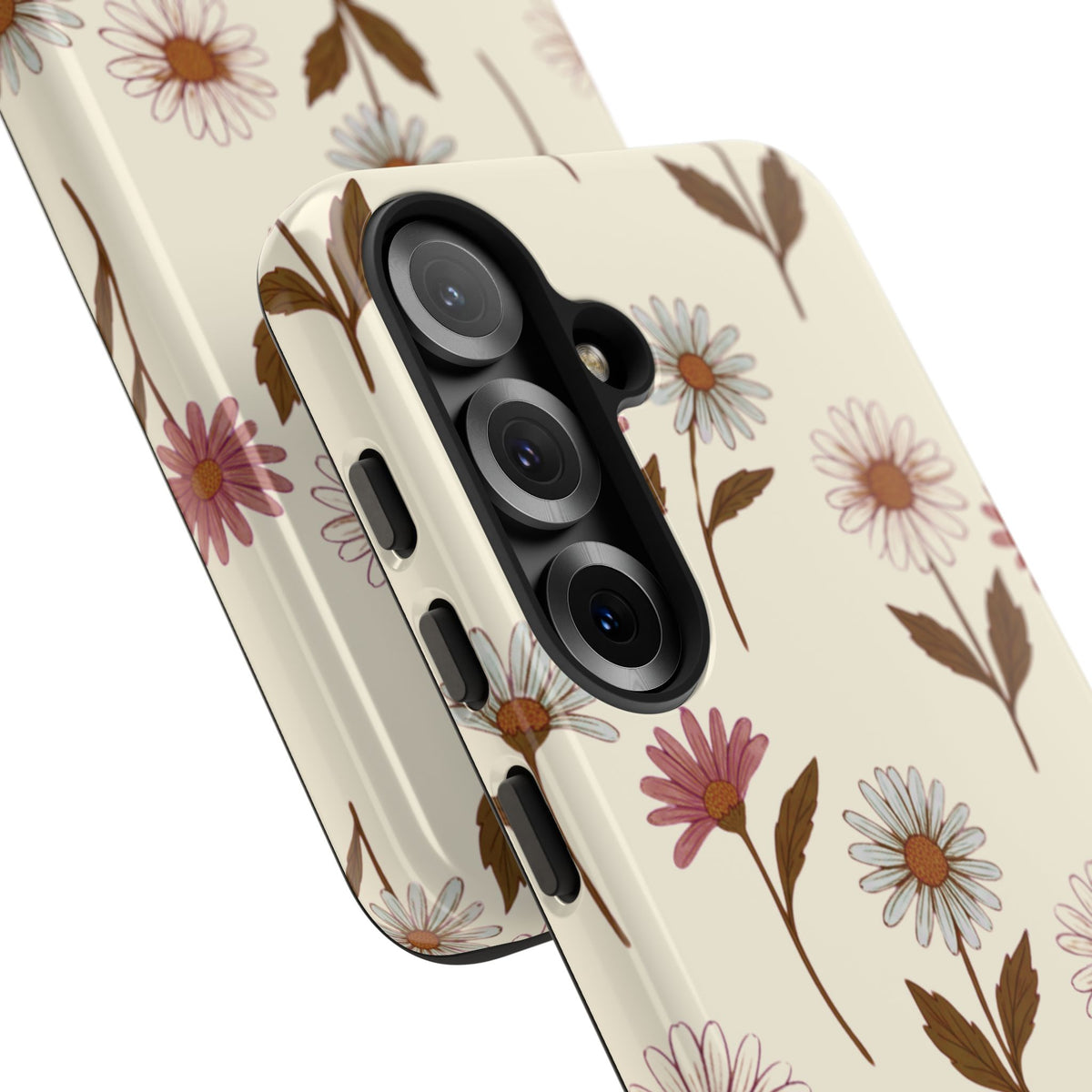 Pretty Cream & Rose Daisy Pattern Phone Case