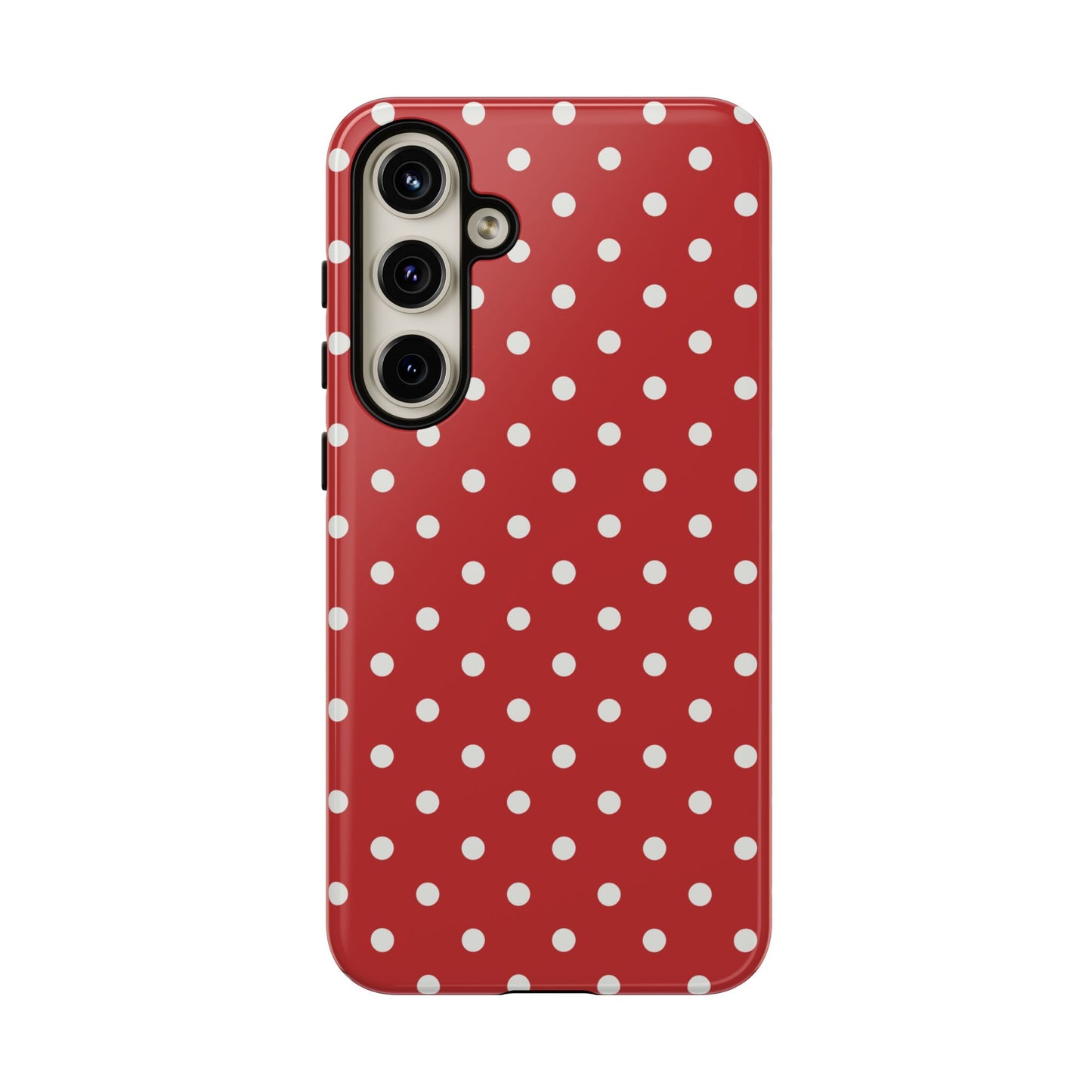 Samsung Galaxy S24 Plus / Glossy Phone Case - Red with White Dot Pattern Phone Case
