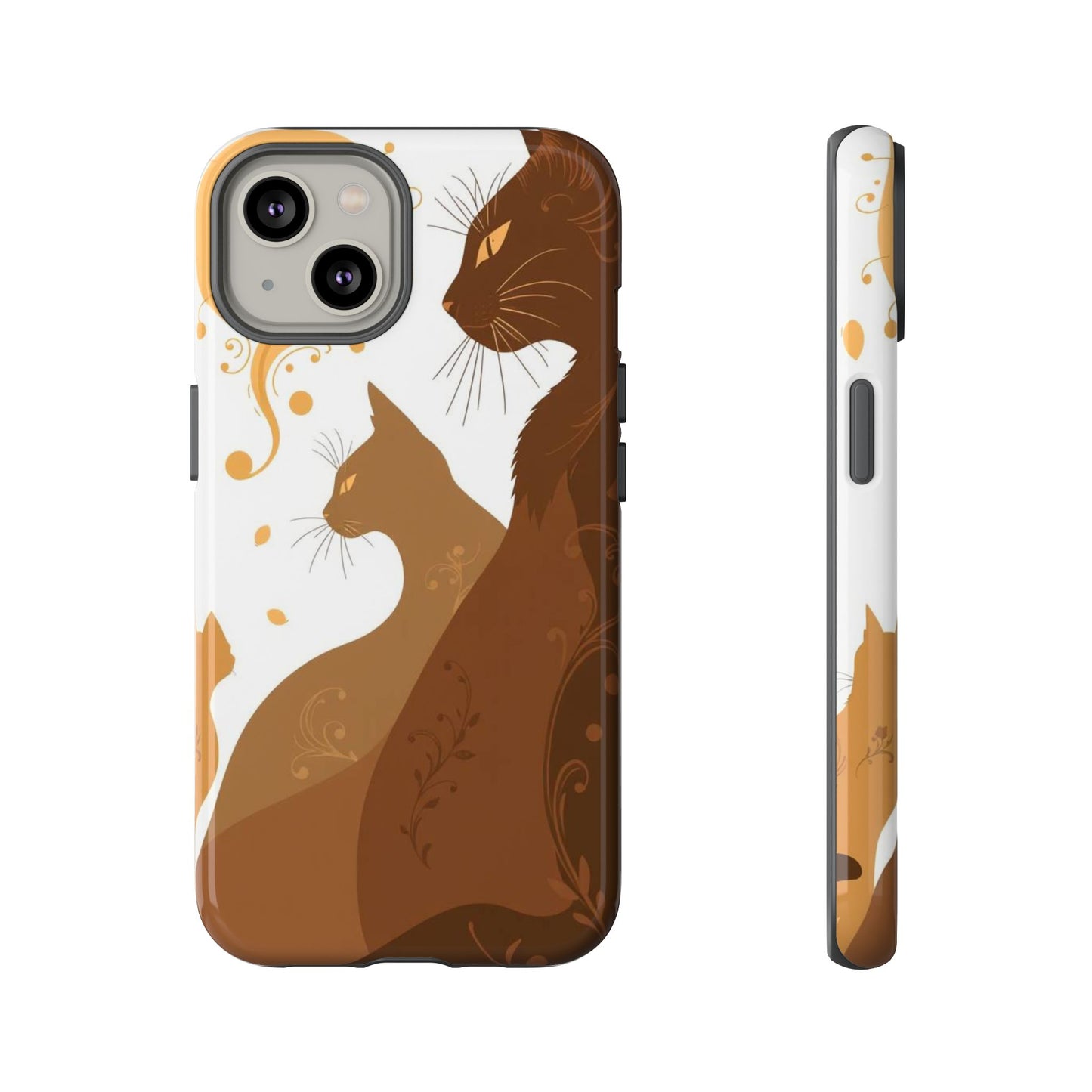 iPhone 14 / Glossy Phone Case - Abstract Cat Pattern Design Phone Case
