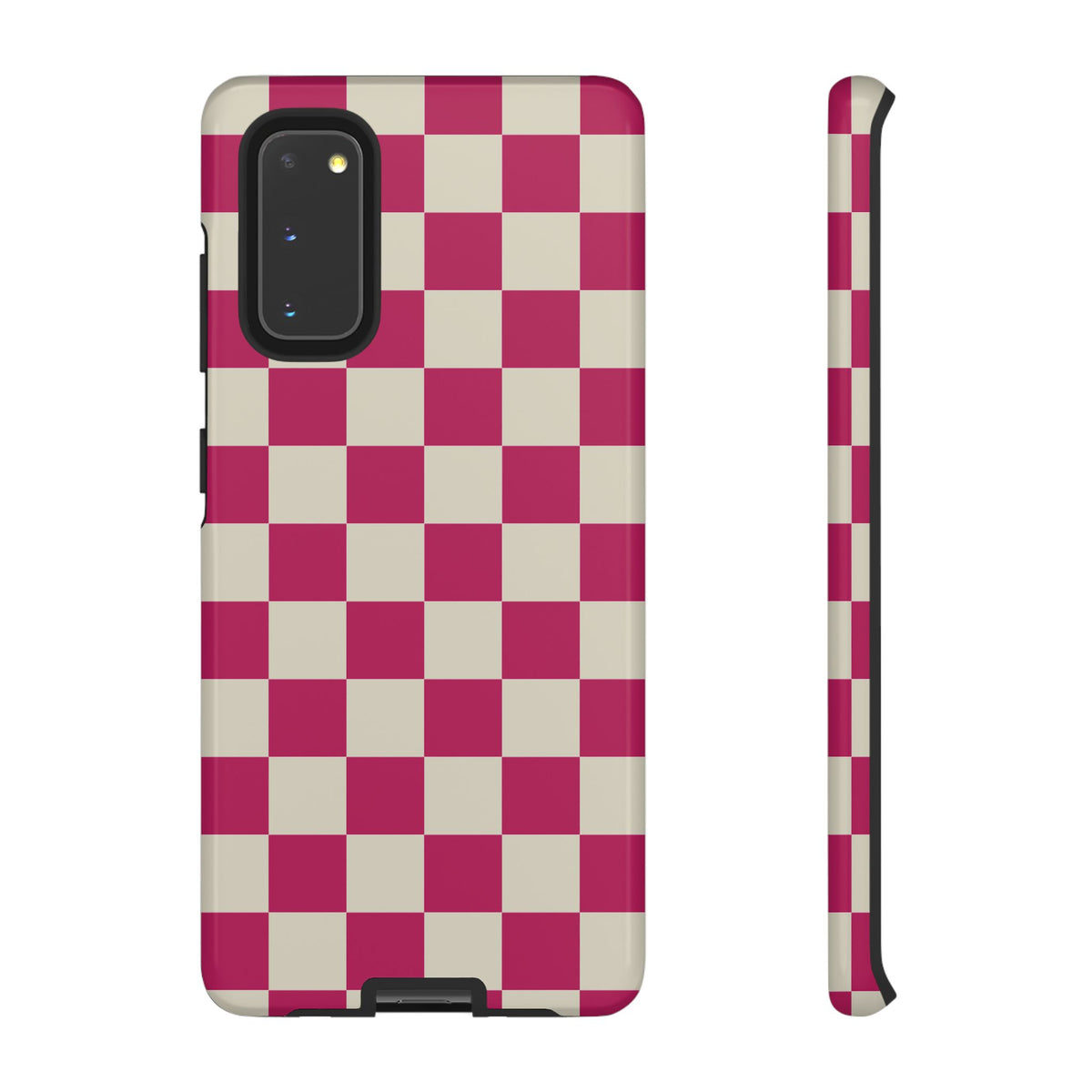 Pink & White Checked Pattern Phone Case - Pink Phone Case - Samsung Galaxy S20 / Glossy