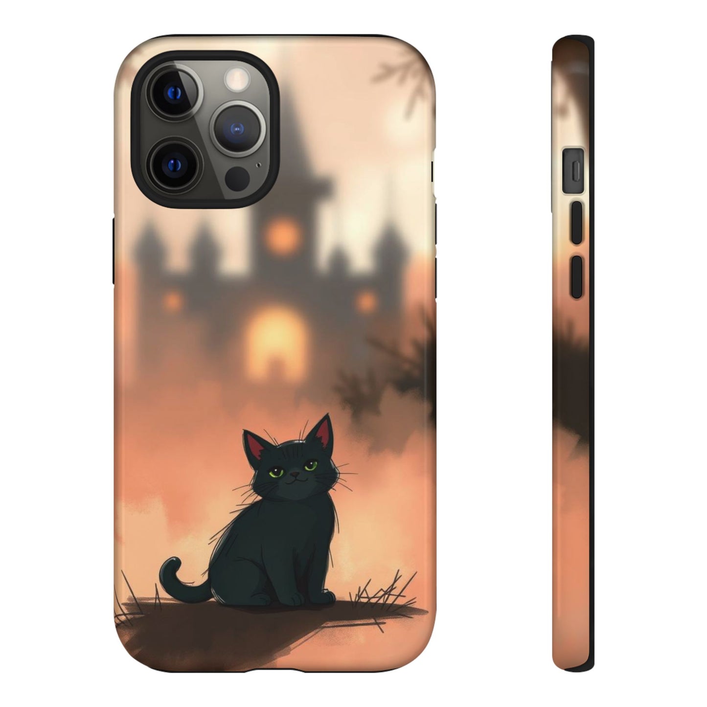 iPhone 12 Pro Max / Glossy Phone Case - Cute Gothic Cat Design Phone Case