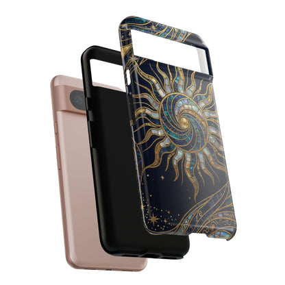 Elegant Navy & Gold Solar Spiral Phone Case