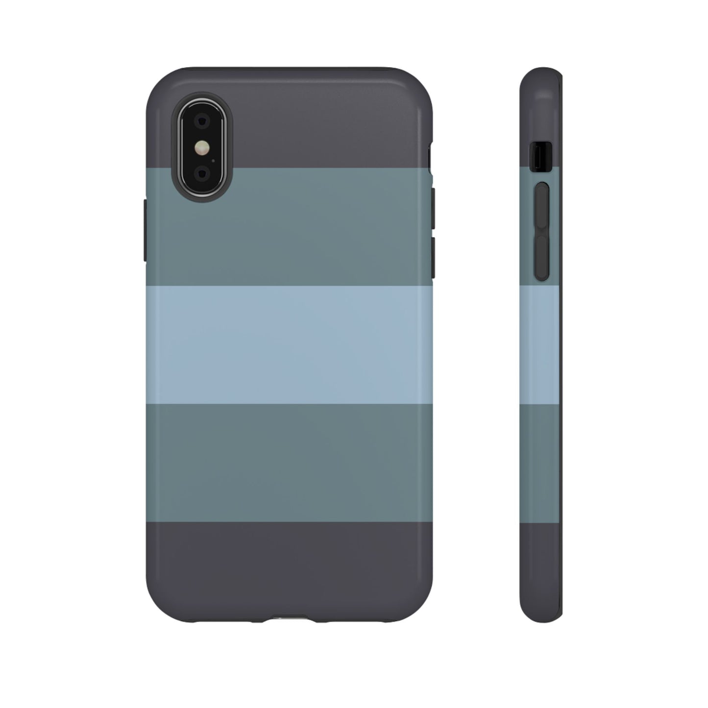 iPhone X / Glossy Phone Case - Shades of Blue Horizontal Stripe Pattern Phone Case