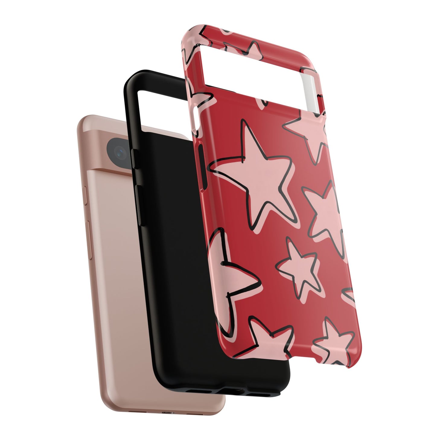 Cherry Red Doodle Star Phone Case