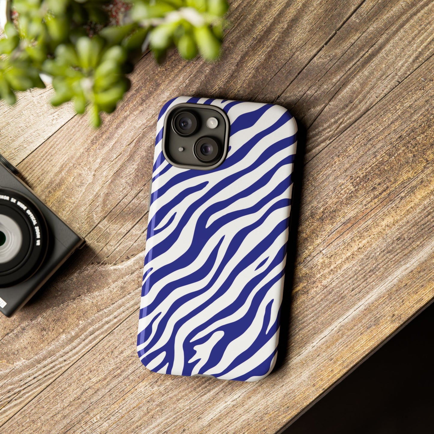 Stylish Electric Blue Zebra Print Phone Case