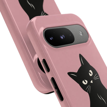Minimalist Blush Pink & Black Cat Phone Case