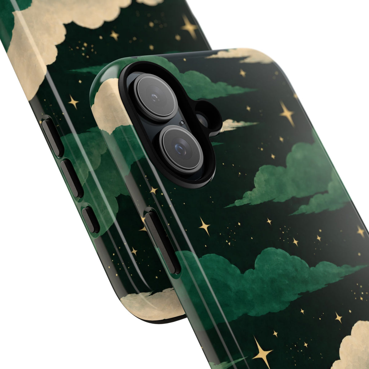 Illustrated Emerald Green Clouds & Stars Phone Case
