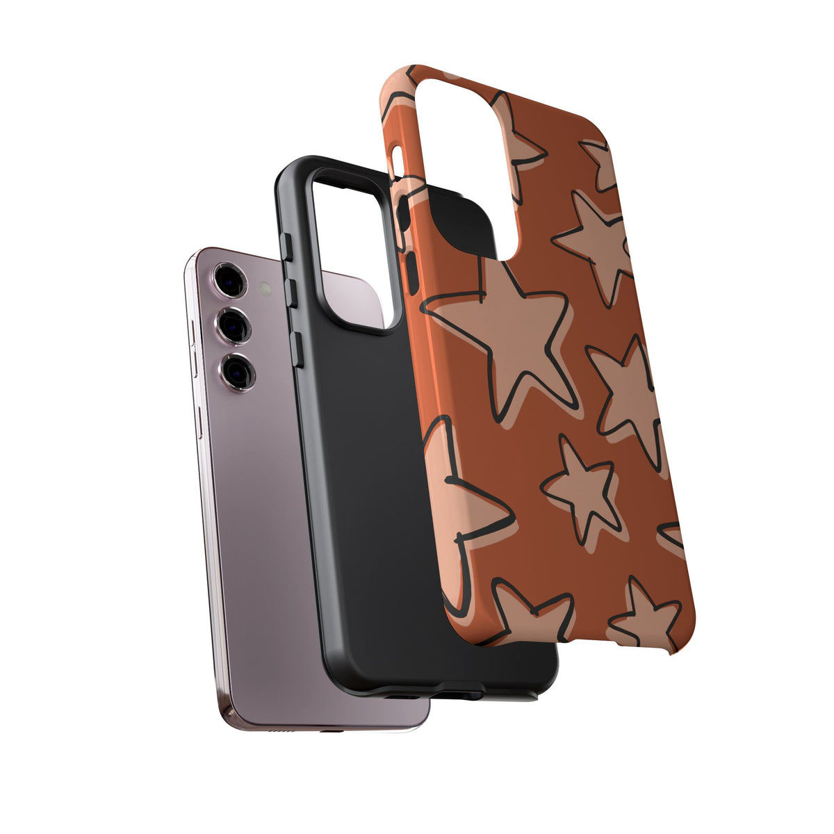 Burnt Orange Doodle Star Phone Case
